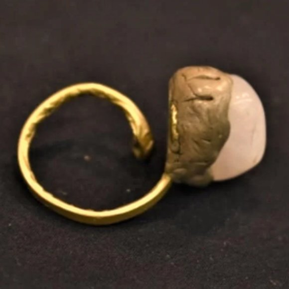 115.9g 3pc BRUTALIST Copper Jewelry With SEA Glass Vintage Necklace Vintage Ring - Picture 5 of 7